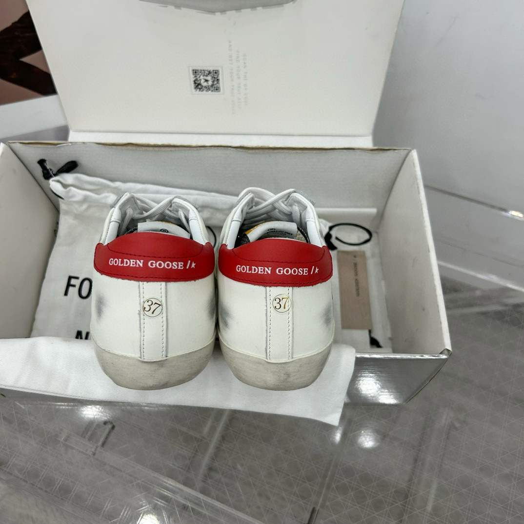 2025 Women GGDB White Red Leather Sneakers