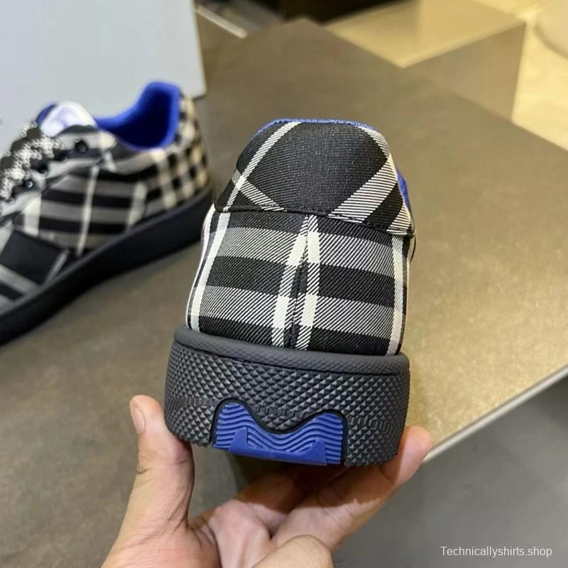 2024 Unisex Burberry Black White Nylon Sneakers