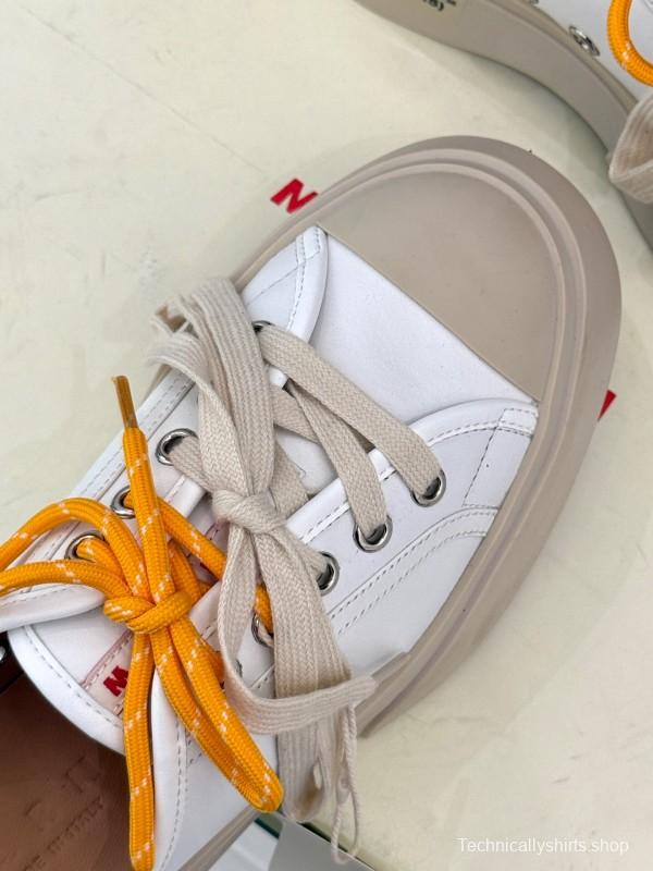 2025 Women Yves Saint Laurent White Leather Low-Top Platform Sneakers Yellow Laces Casual Chic YSL1234 (F)