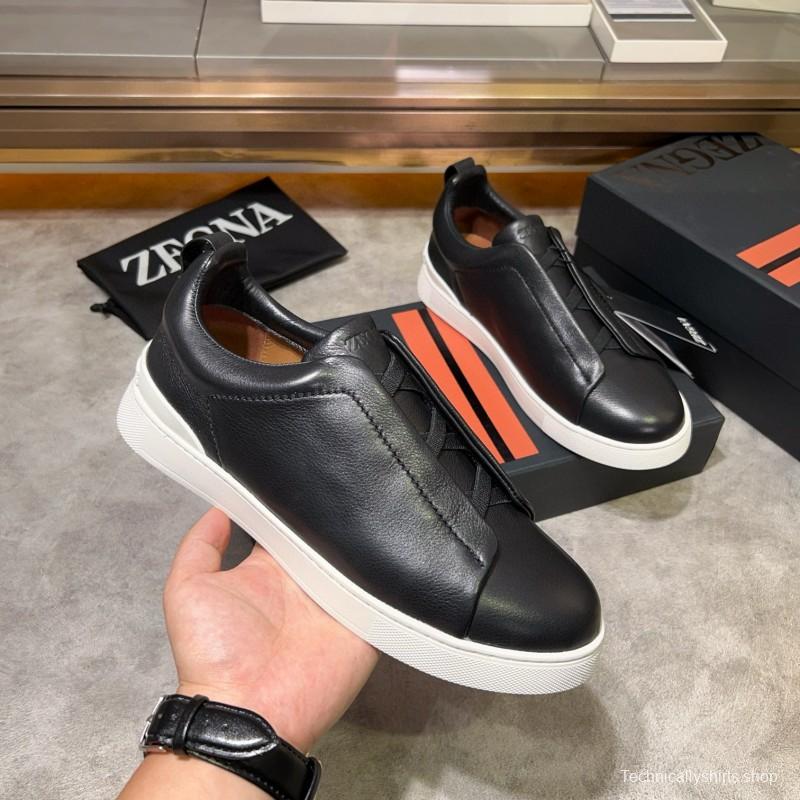 2024 Men Ermenegildo Zegna Black Calfskin Sneakers