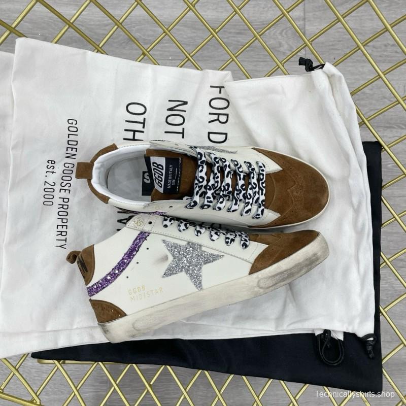 2024 Unisex GGDB white brown suede leather glitter star sneakers MJ00300