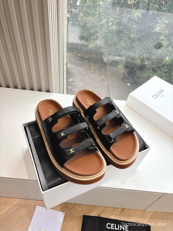 2025 CELINE Black Leather Slippers