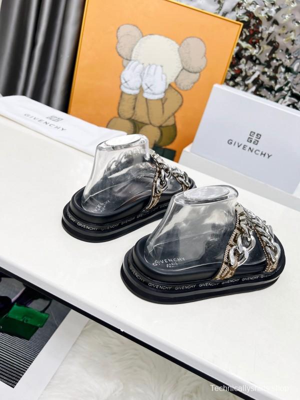 2025 Women Givenchy Black Transparent PVC Leather Sandals Chain LY00250