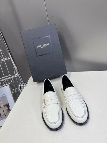 2025 Women Yves Saint Laurent White Leather Loafer KFY00350
