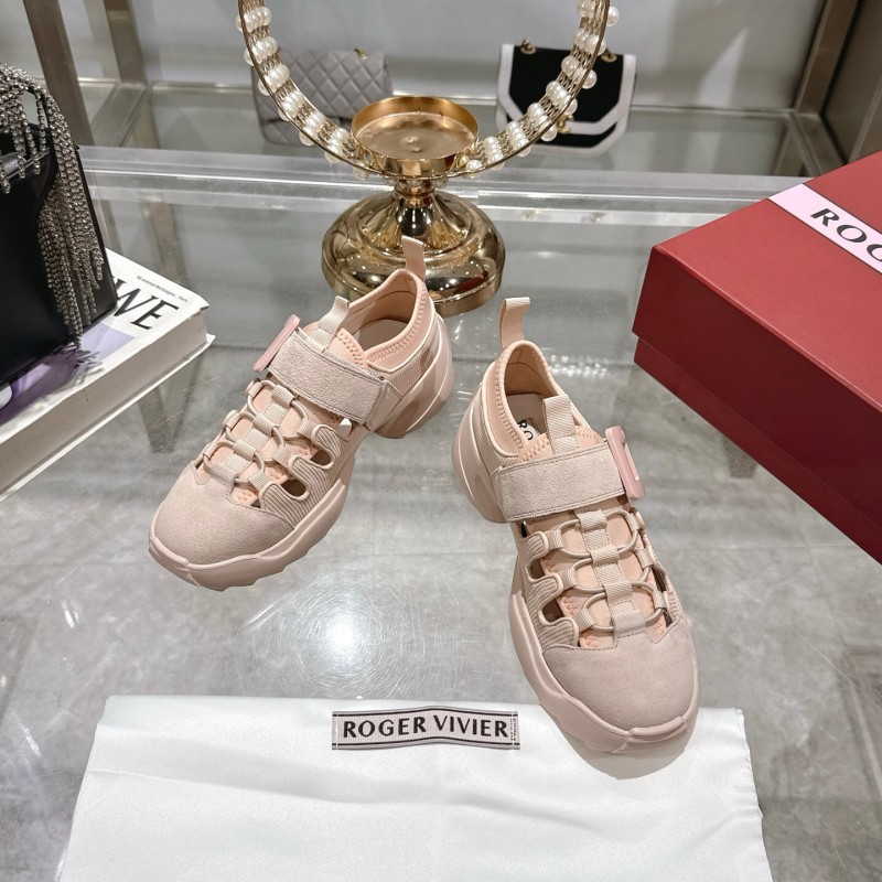 2025 Women RV Pink Knit Suede Sneakers LY00400