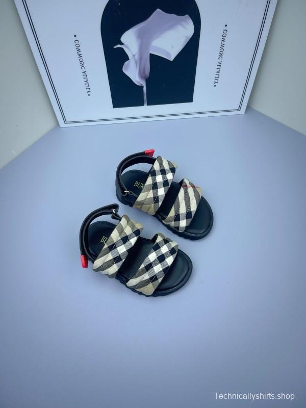 2025 Kids Burberry Beige Black Check Cotton Sandals
