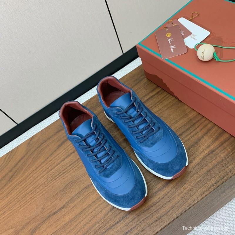 2025 Unisex Le Parmentier Blue Brown Suede Leather Sneakers LY