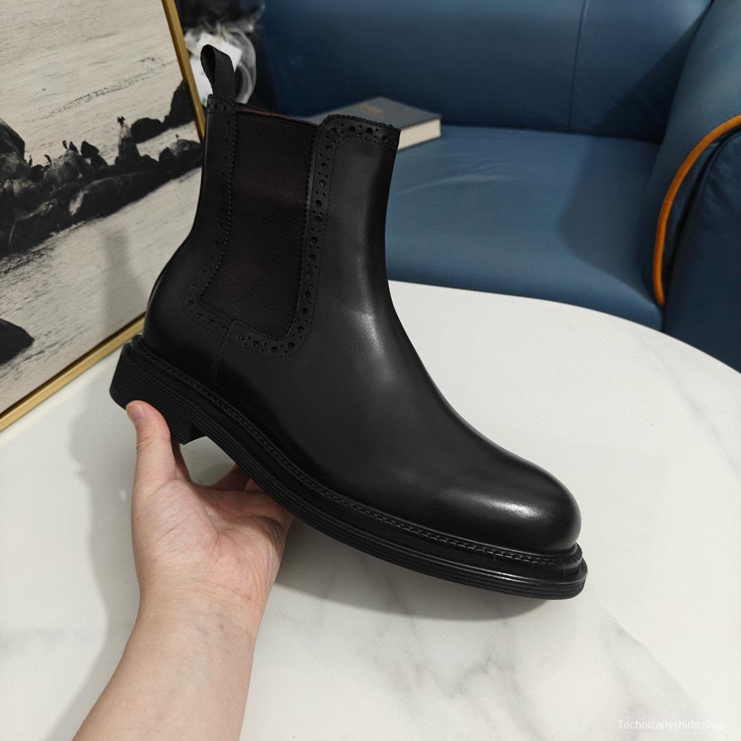 2024 Men Dolce & Gabbana Black Leather Chelsea Boots MJ00530