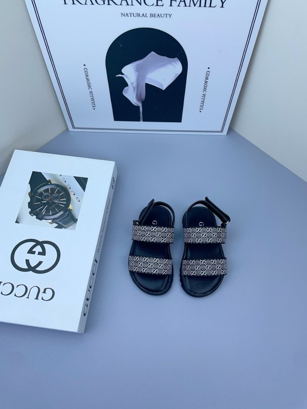 2025 Kids Gucci Black Pink Fabric Sandals