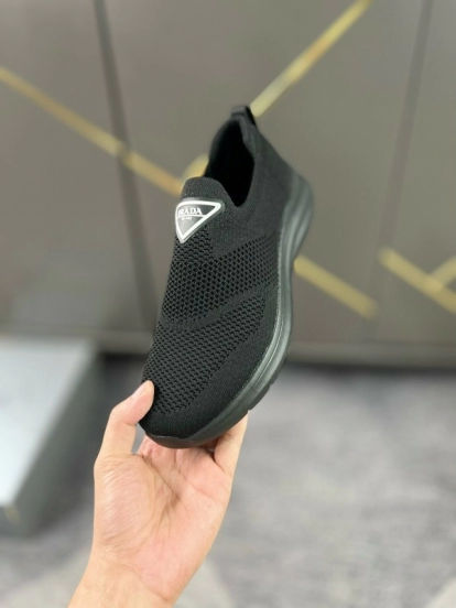 2024 Men Prada Black Knit Sneaker MJ00230