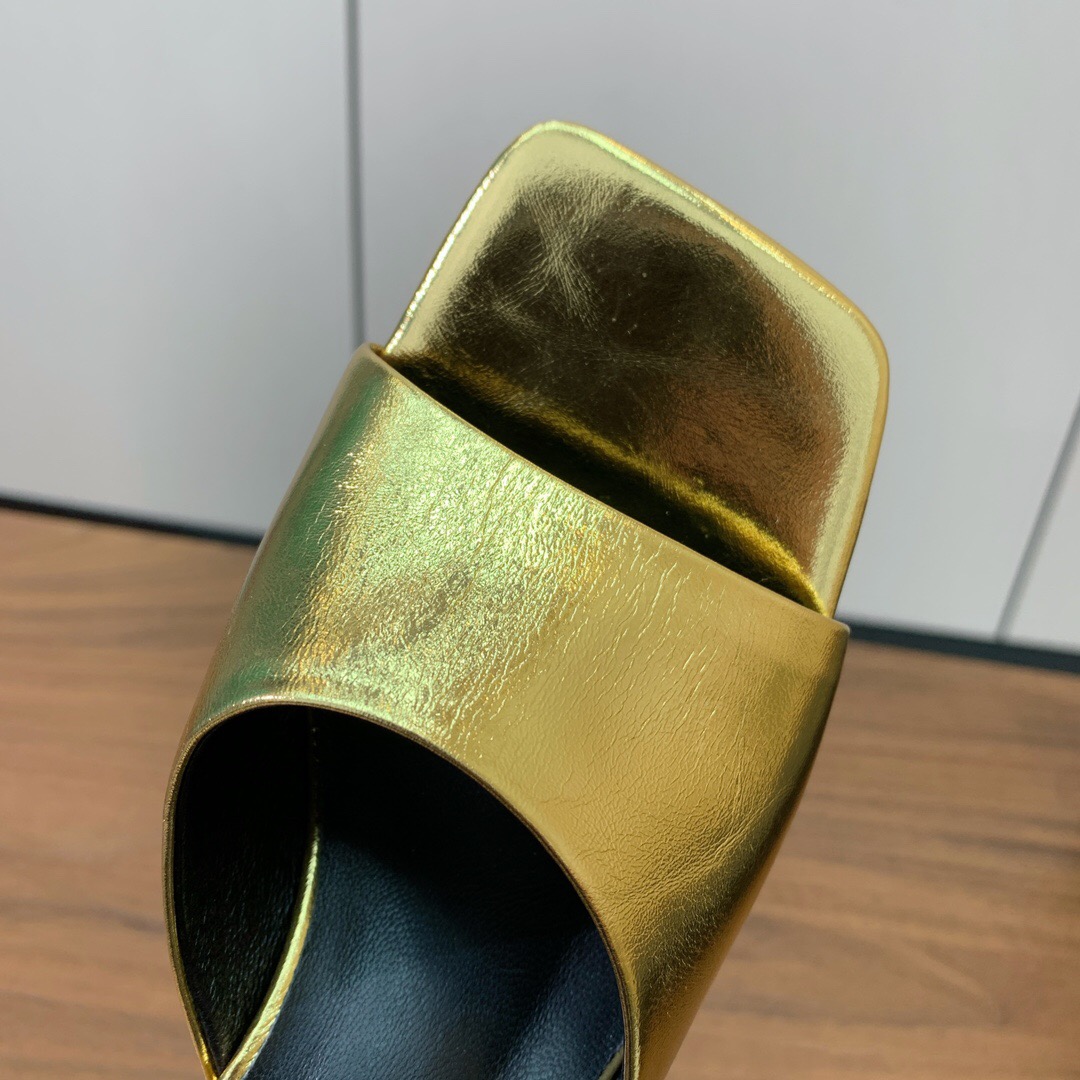 2025 Women VERSACE Gold Leather Heeled Sandals
