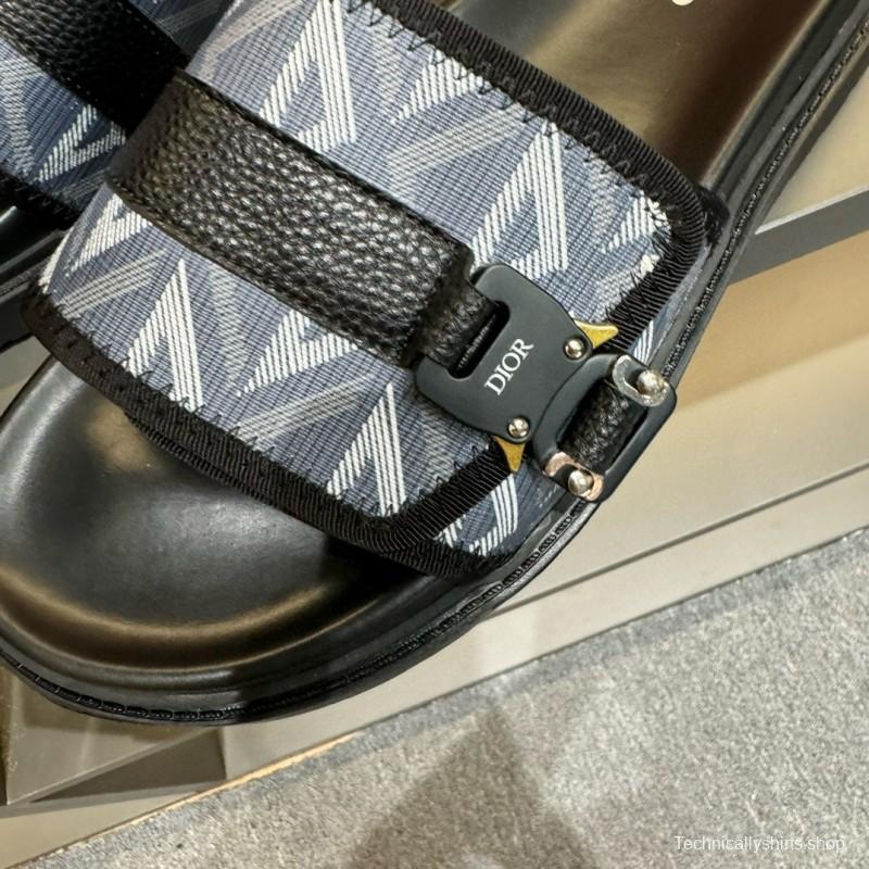 2024 Slippers Dior Blue Black Leather Slippers