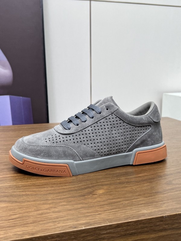 2025 Men Dolce & Gabbana Gray Suede Casual Sneakers LY00280
