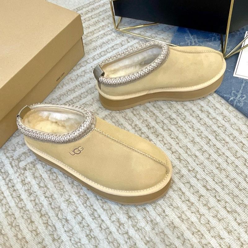 2024 Women UGG Beige Suede Platform Slip-On MJ00230