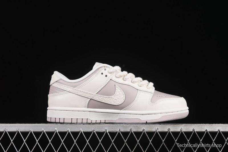 Nike SB Dunk Low White Light Purple Embossed Low-Top Casual Skate Shoes IH0639-011