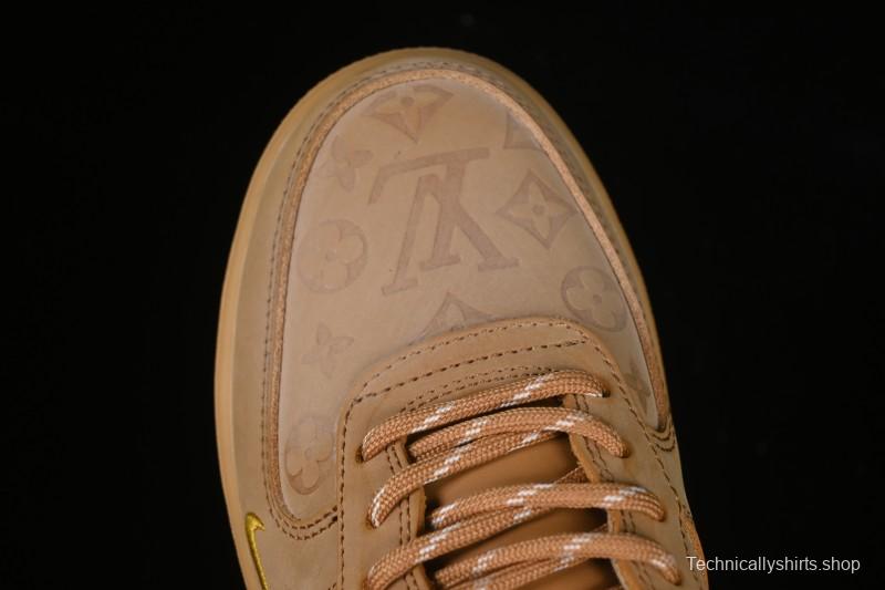 Louis Vuitton x Nike Air Force 1 '07 Low Casual Sneakers with Monogram Print in Wheat - CJ9179-200