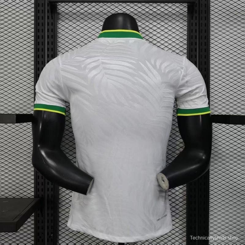 Player Version 2025 Brazil White with Rooster Print Jersey