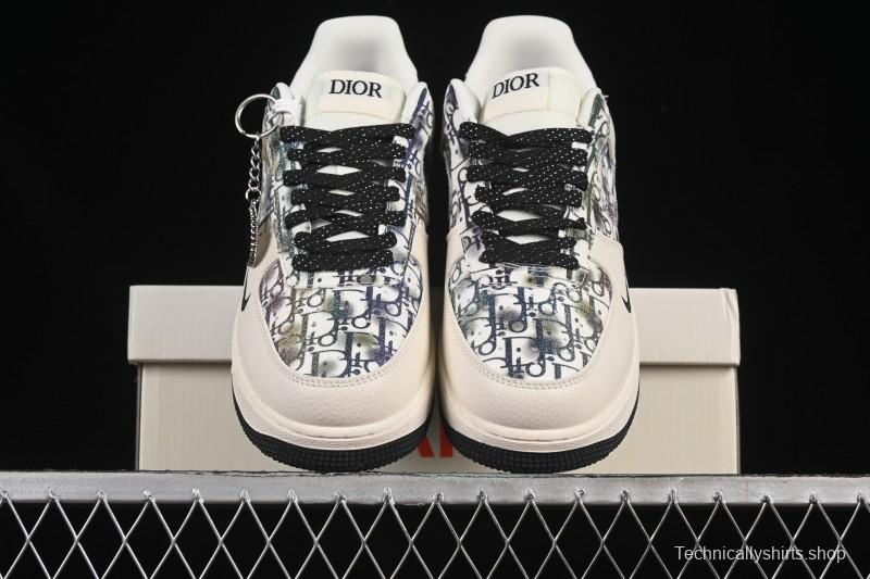 Nike Air Force 1 '07 Low Dior Collaboration Gray Floral Low-Top Casual Sneakers - DF0188-064