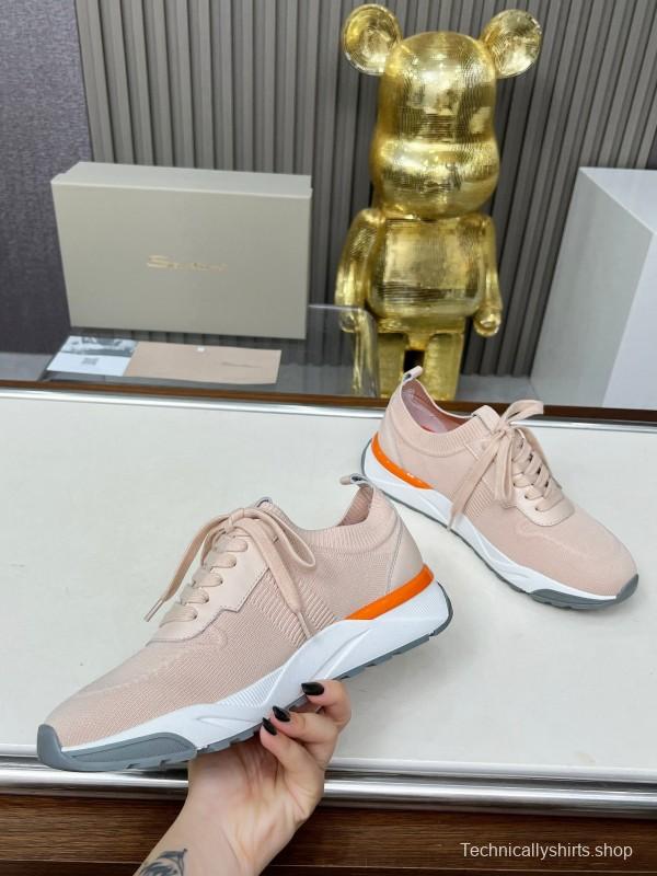 2025 Unisex Santoni Beige Wool Blend Knit Sneakers AS00320