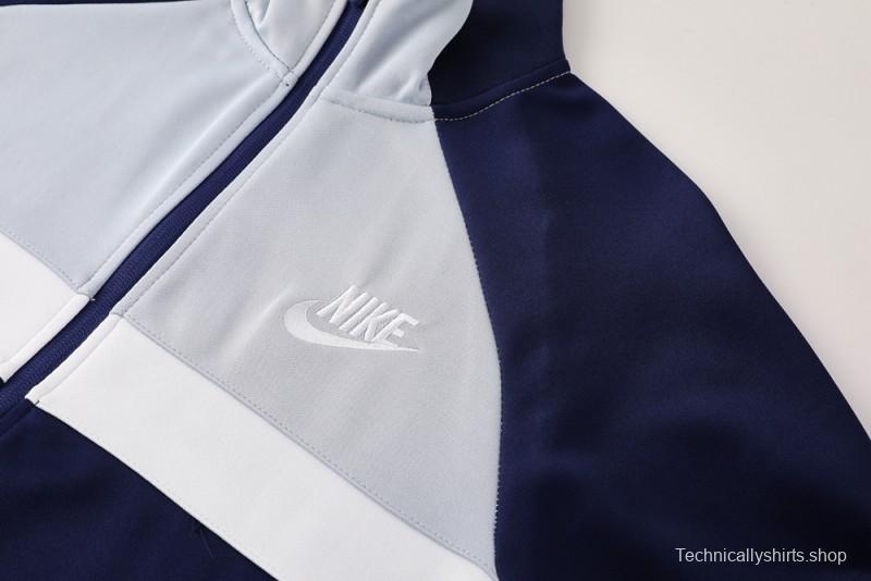 2025 Nike Grey/Navy Full Hoodie Zipper Jacket +Long Pants