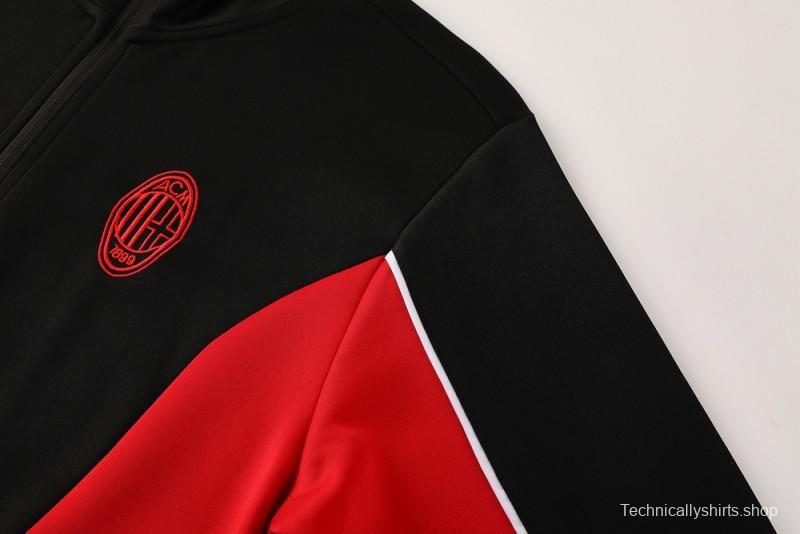25/26 AC Milan Black/Red Full Zipper Jacket +Long Pants