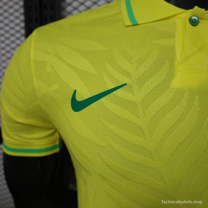 Player Version 2025 Brazil Home Yellow Classic Jersey