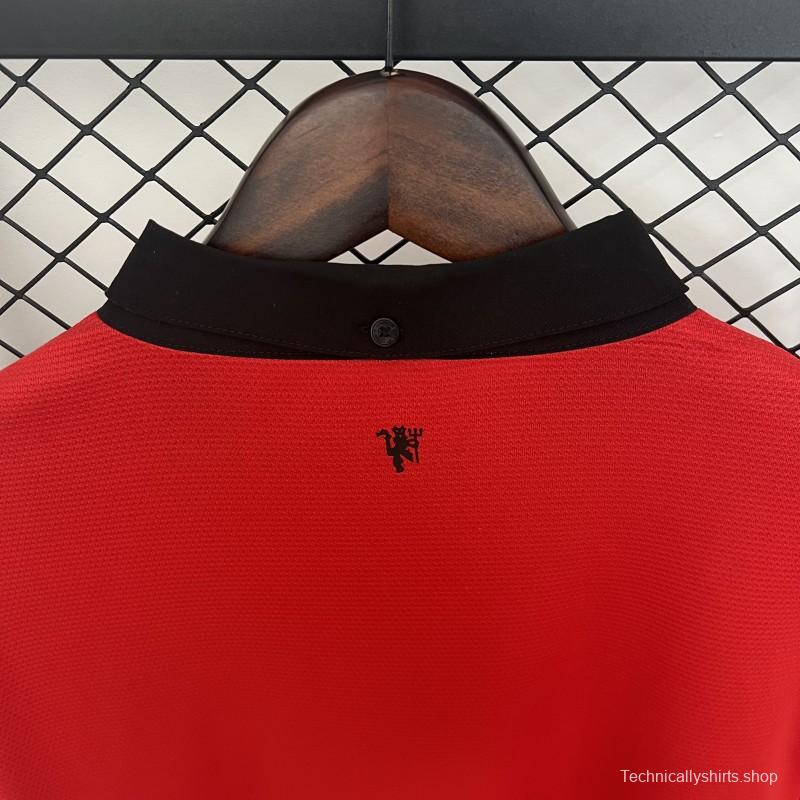 13/14 Retro Long Sleeve Manchester United Home Jersey
