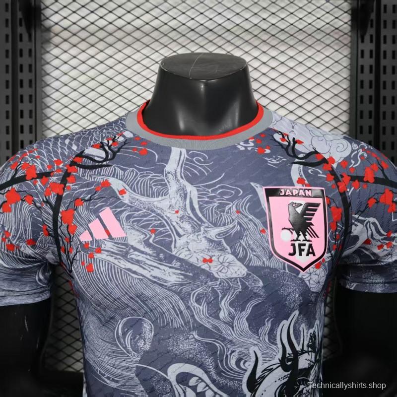 Player Version 2025 Japan Gray with Traditional Dragon and Cherry Blossom Pattern Jersey