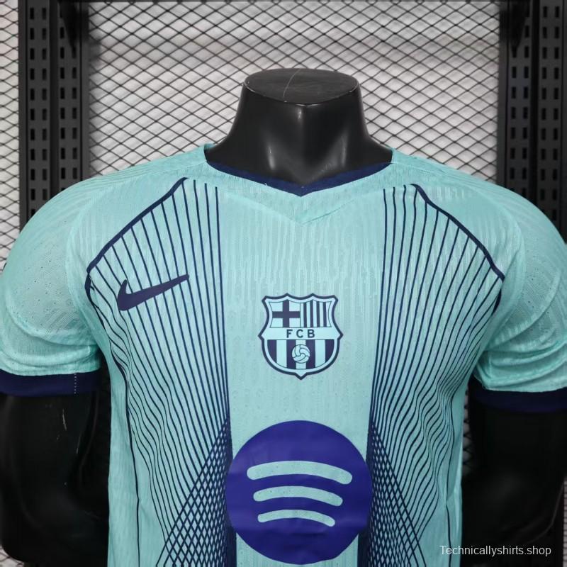 Player Version 25/26 FC Barcelona Light Blue with Vertical Pinstripe Pattern Jersey