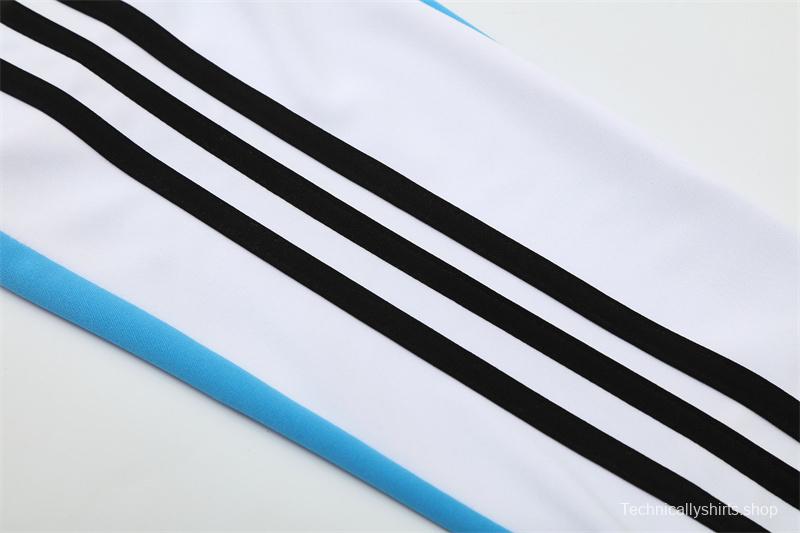 Retro 12/13 Real Madrid White/Blue Half Zipper Jacket+Long Pants