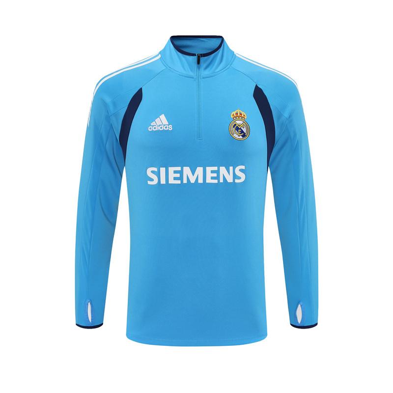 Retro 05/06 Real Madrid Light Blue Half Zipper Jacket+Long Pants