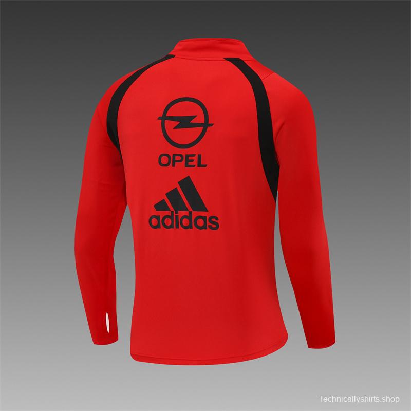 Retro 03/04 AC Milan Red Half Zipper Jacket+Long Pants