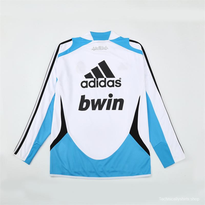 Retro 12/13 Real Madrid White/Blue Half Zipper Jacket+Long Pants