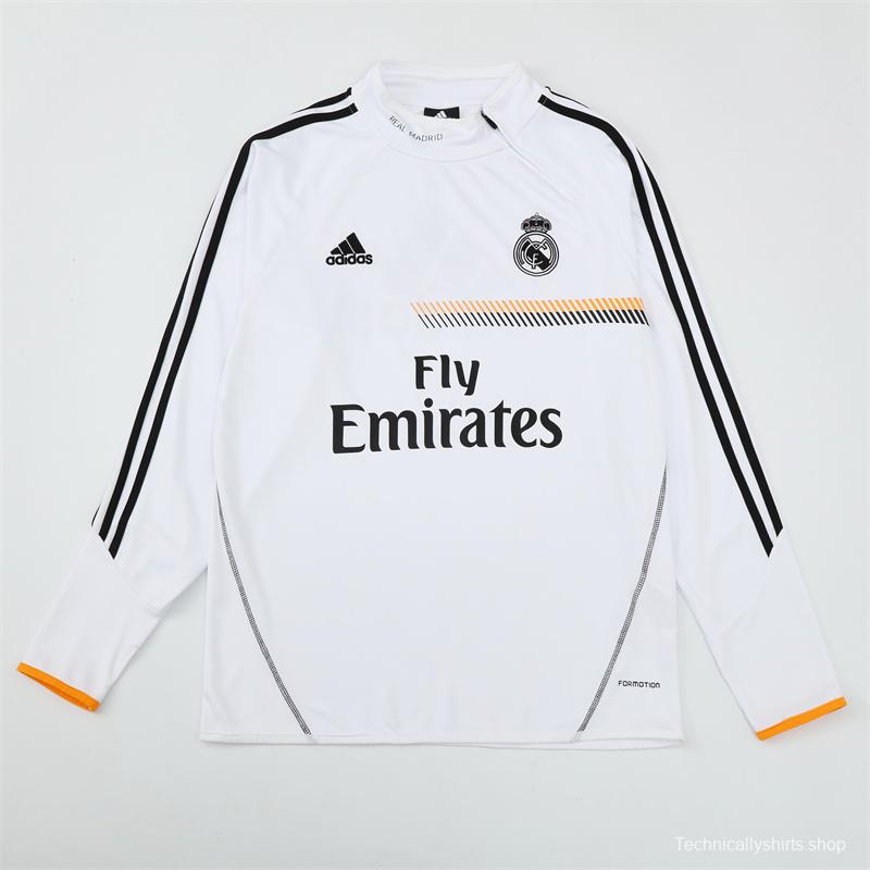 Retro 13/14 Real Madrid White Half Zipper Jacket+Long Pants