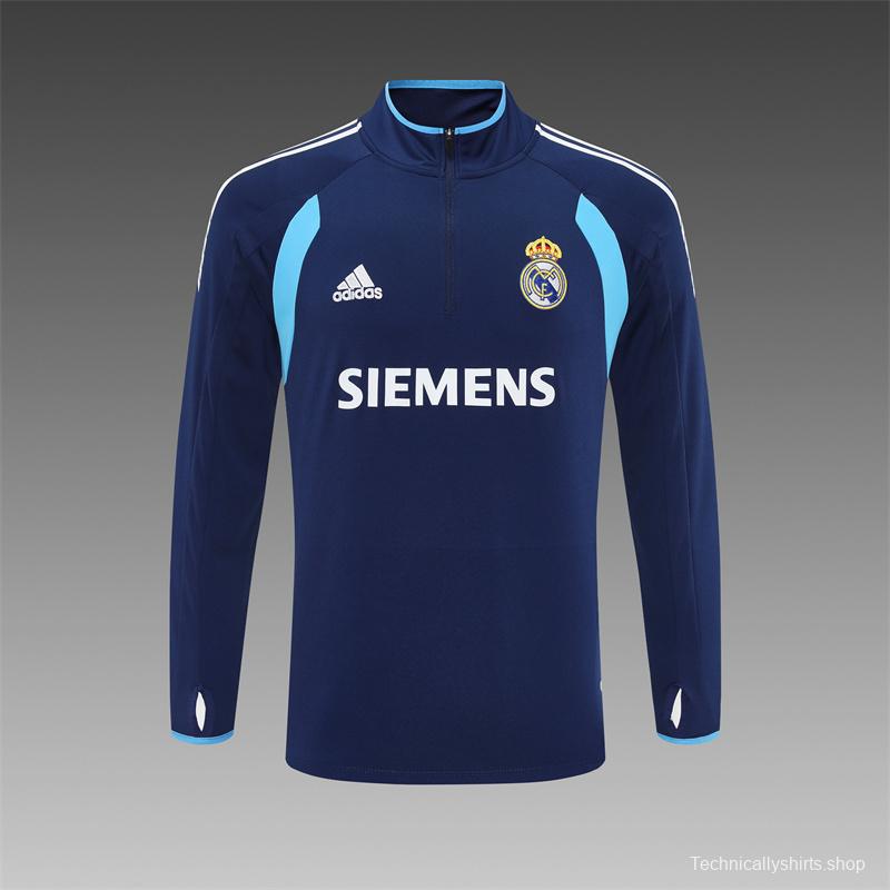 Retro 05/06 Real Madrid Royal Blue Half Zipper Jacket+Long Pants