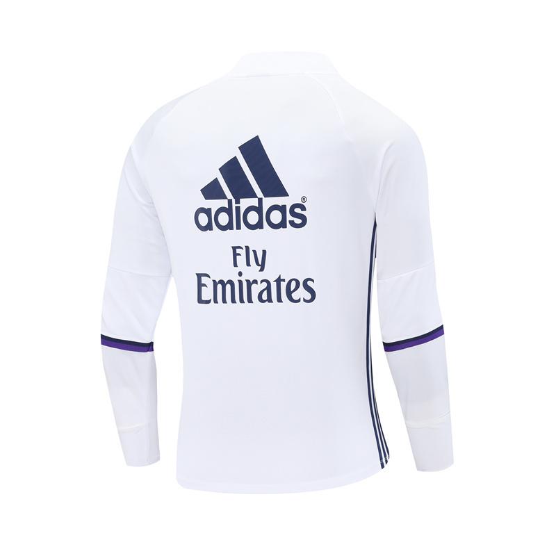 Retro 16/17 Real Madrid White Half Zipper Jacket