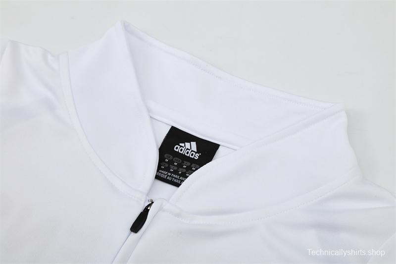 Retro 03/04 Real Madrid White Half Zipper Jacket+Long Pants