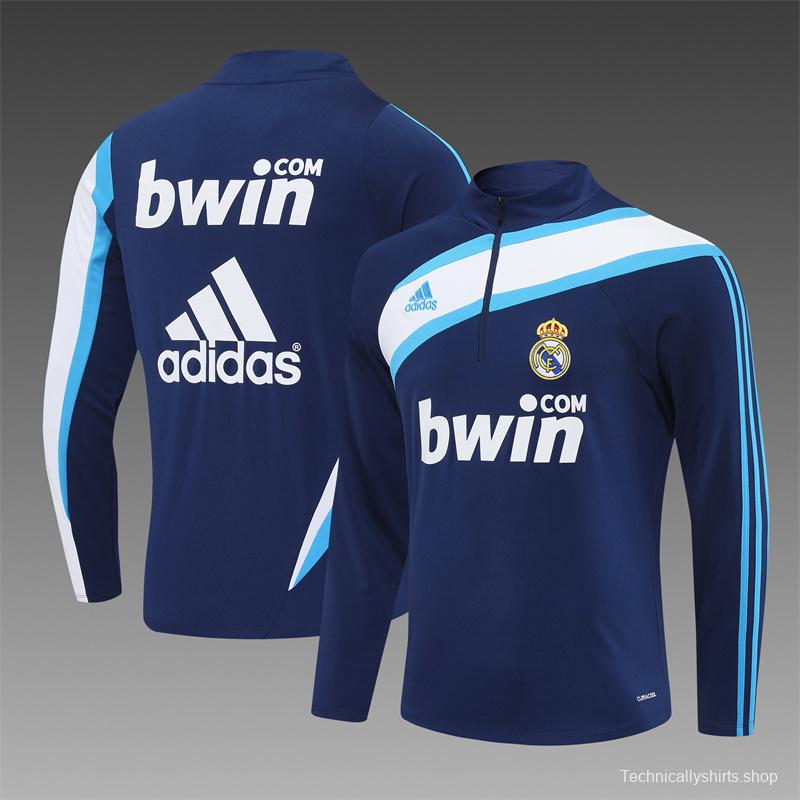 Retro 09/10 Real Madrid Royal Blue Half Zipper Jacket+Long Pants