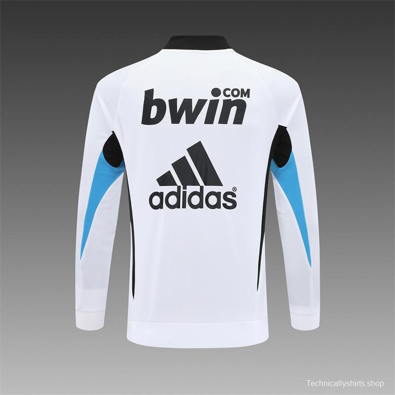 Retro 08/09 Real Madrid White Half Zipper Jacket