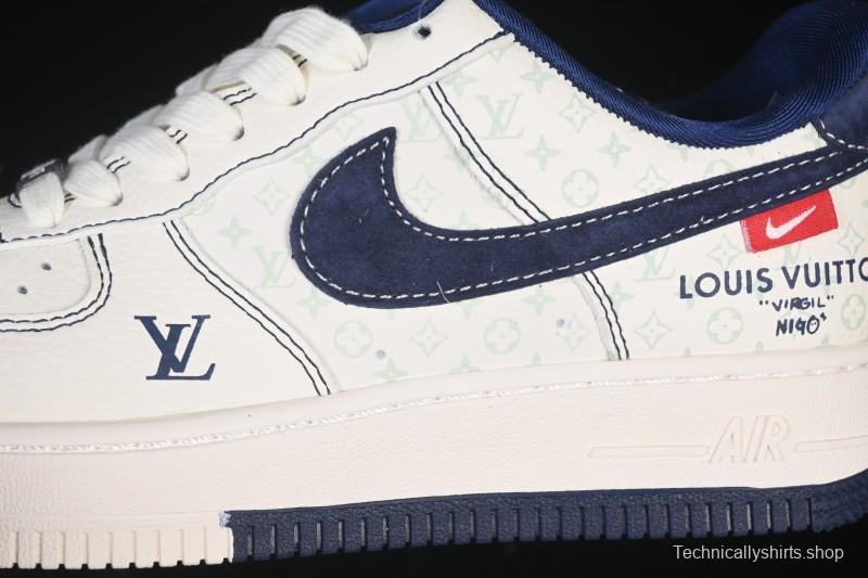 Nike Air Force 1 '07 Low LV Collaboration Print Light Blue Swoosh Casual Sneakers - MZ9588-817