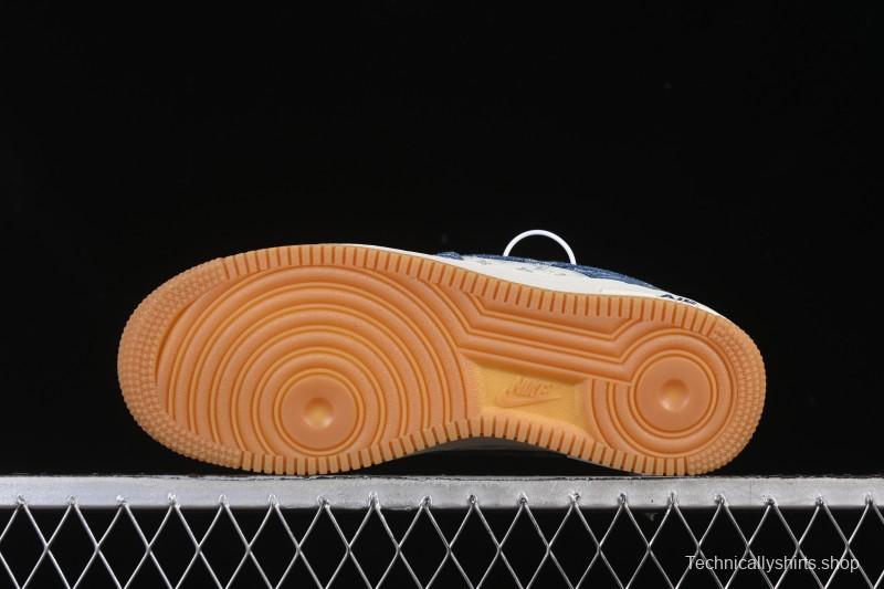 Nike Air Force 1 '07 Low LV Collaboration White Navy Blue Casual Sneakers - YF9511-813