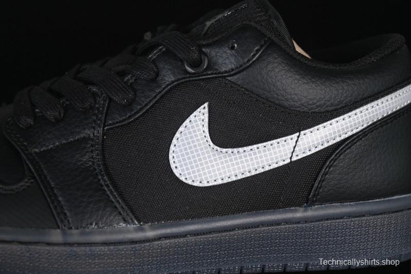 Nike Air Jordan 1 Low AJ1 Black White Canvas Patch Low Top Casual Basketball Shoes - HV5968-001
