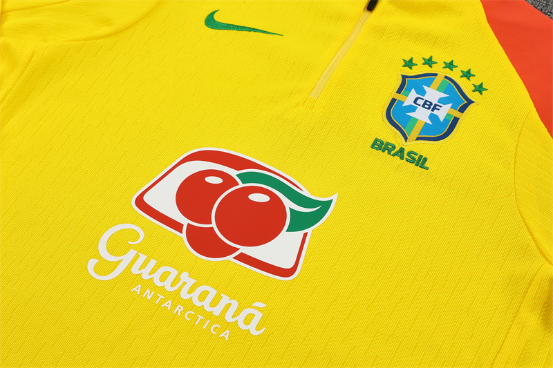 Player Version 25/26 Brazil Yellow Half Zipper Jacket+Long Pants