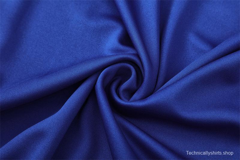 2002 Brazil Color Blue Half Zipper Jacket+Long Pants