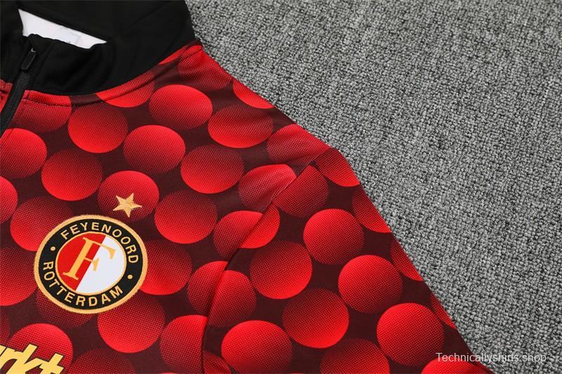 25/26 Feyenoord Red Black Camouflage Half Zipper Jacket+Long Pants