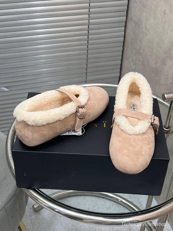 Alaia Fall/Winter 2025 Wool Mary Jane Ballet Flats - KFY00310