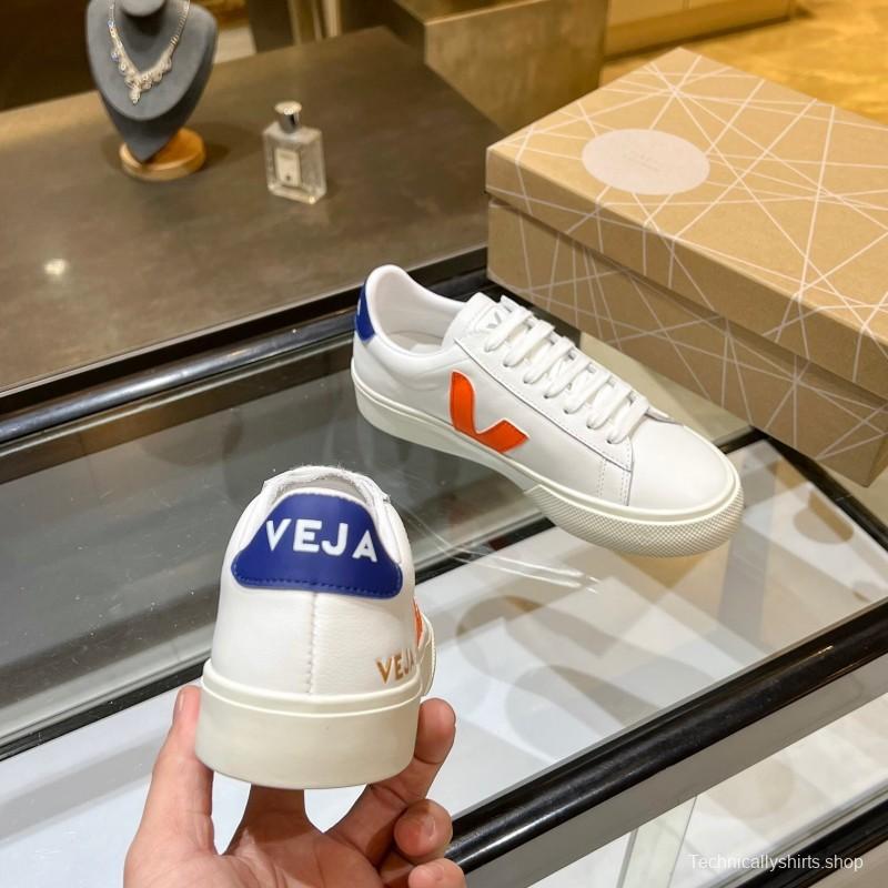 VEJA Classic White Sneakers V Logo Lace-Up Retro Flat Thick Sole Casual Sports Shoes - LY00220