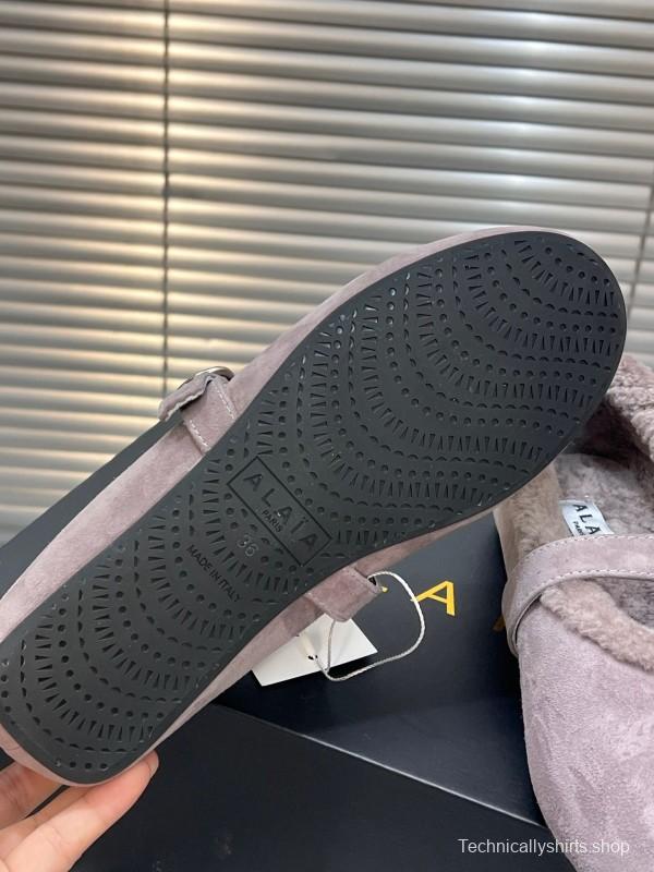 Alaia Fall/Winter 2025 Wool Mary Jane Ballet Flats - KFY00310