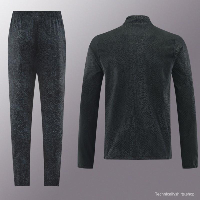 25/26 Barcelona Black S-3XL Half Zipper Jacket+Long Pants