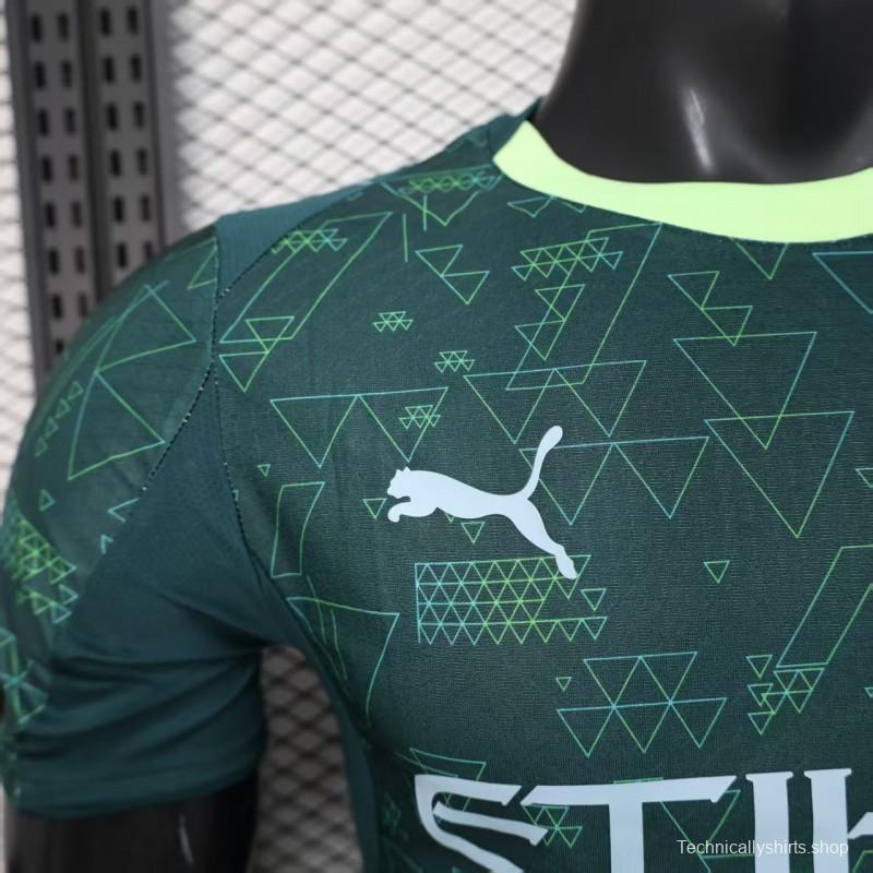 25/26 Player Version  Manchester City Third Dark Green with Geometric Triangle Pattern Jersey